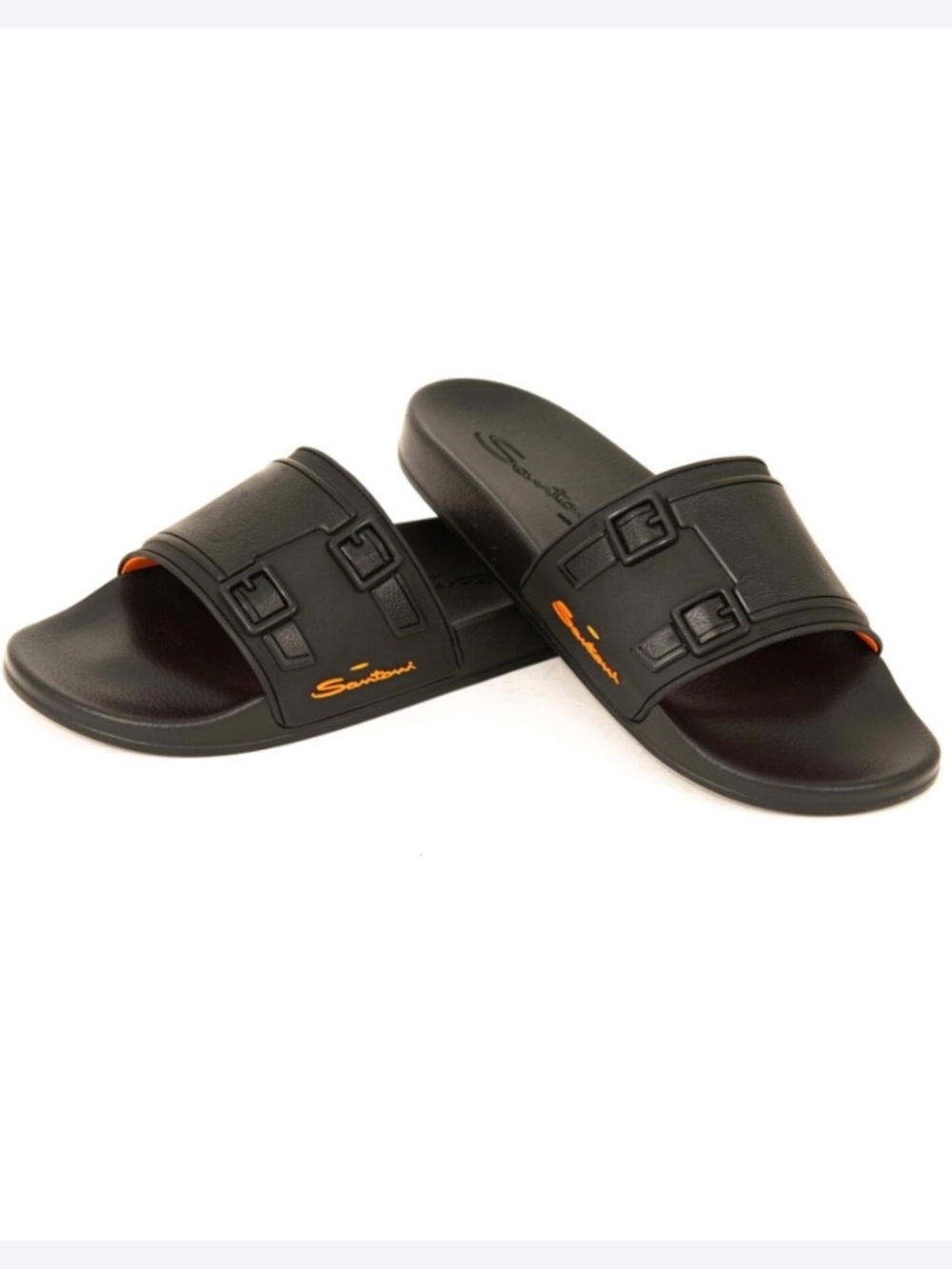 SANTONI Edison Slide Sandals Black SZ EU 40 US 9
